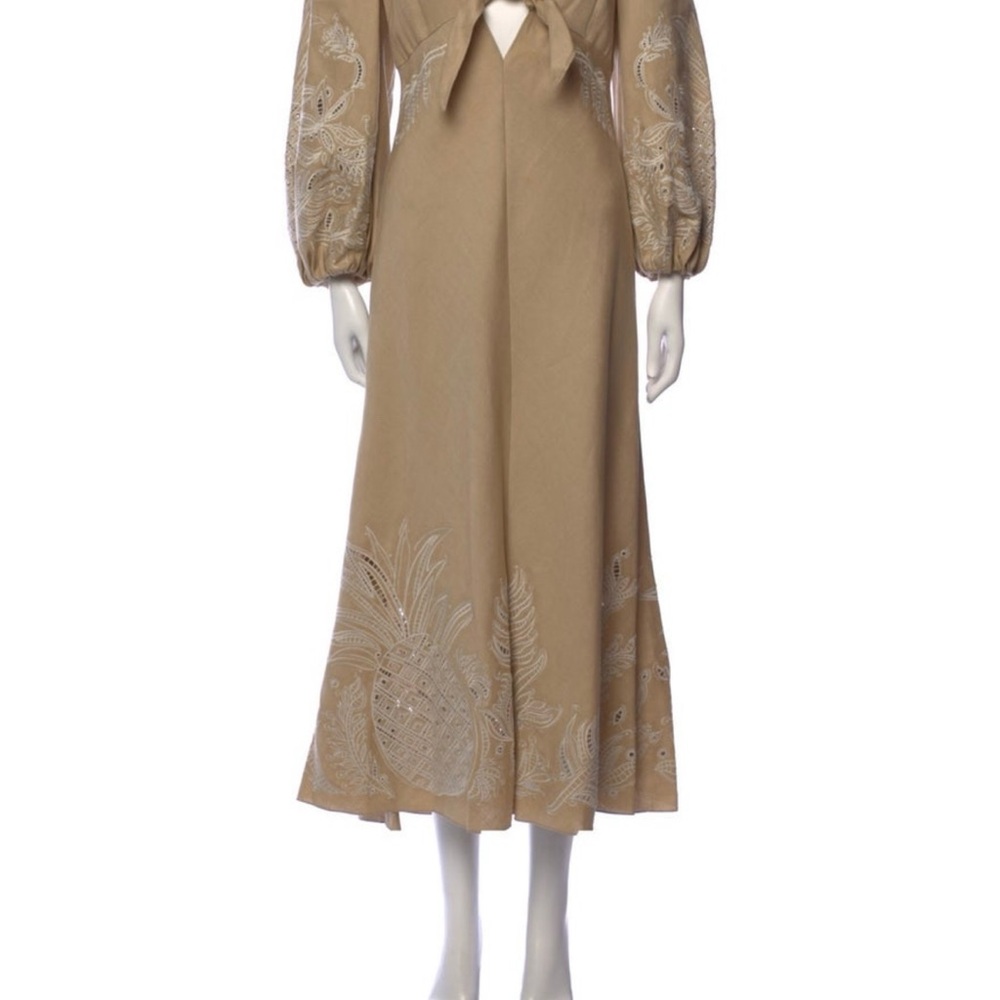 Elegant Long Sleeve Tan Dress